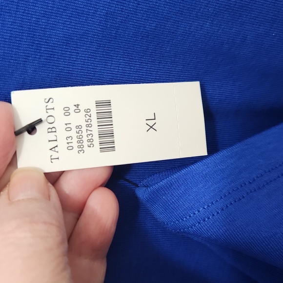 NWT Royal Blue Talbots Pima Cotton Crewneck Longsleeve T-Shirt Size XL - Picture 3 of 6